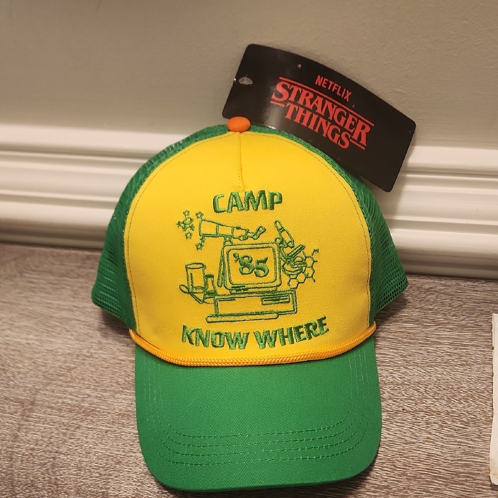 Netflix Stranger Things Green and Yellow Camp Know Where Hat